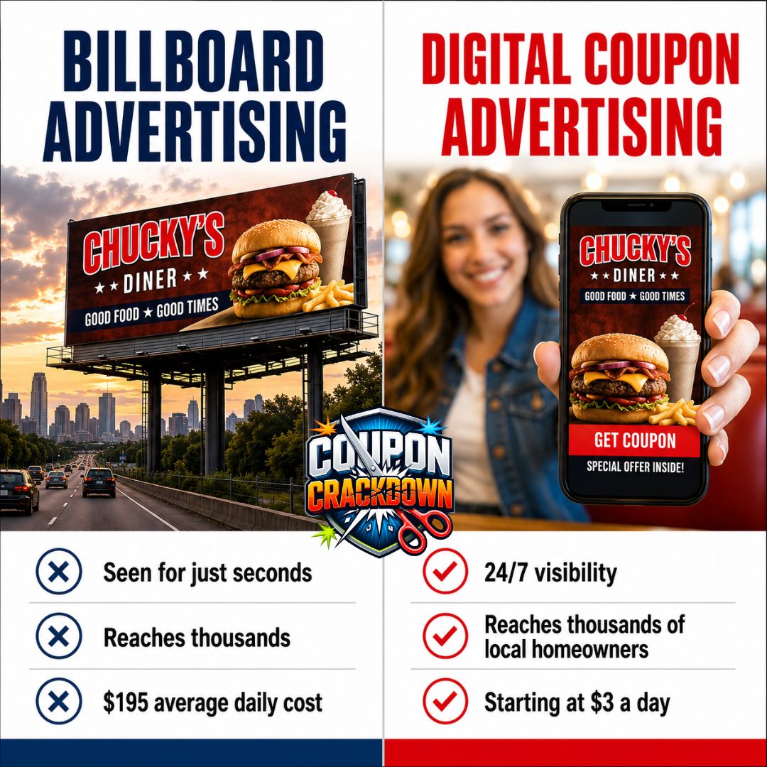 Local shopper saving money with a digital Coupon Crackdown deal at a local business in Berks County PA.