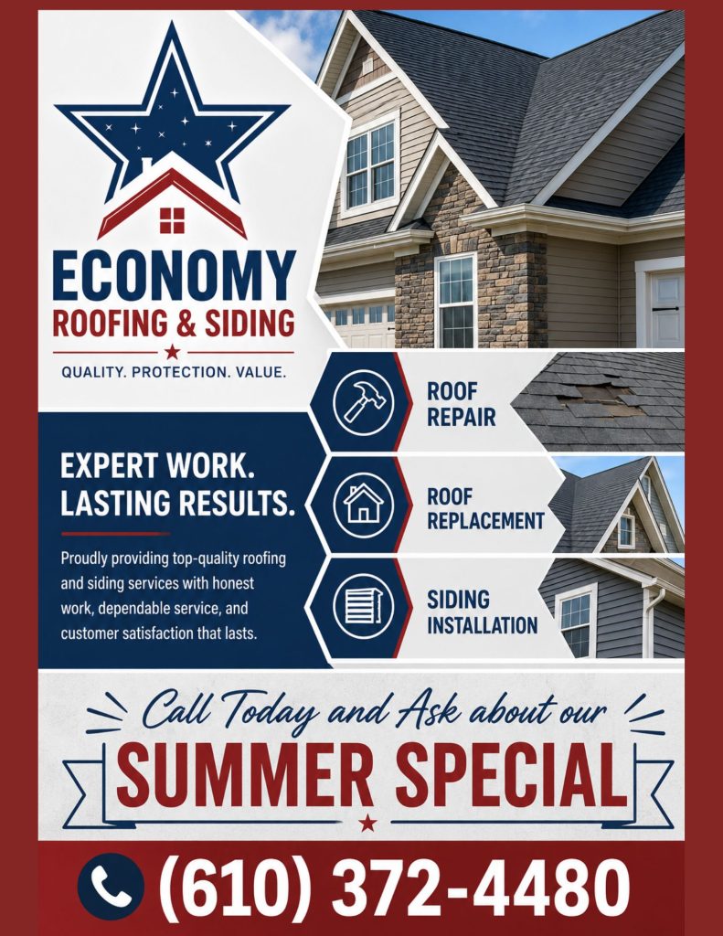 Berks County roofing coupons from Economy Roofing PA for roof repair and